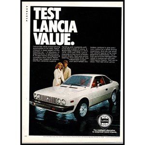1978 Lancia HPE 2 Door Coupe Vintage Print Ad Couple Formal 70s Hair Wall Art